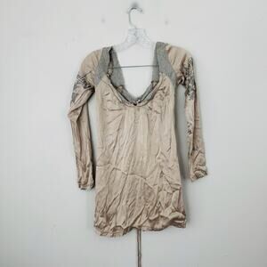 Salvage Brown Silk Long Sleeve Blouse Women’s Size XS